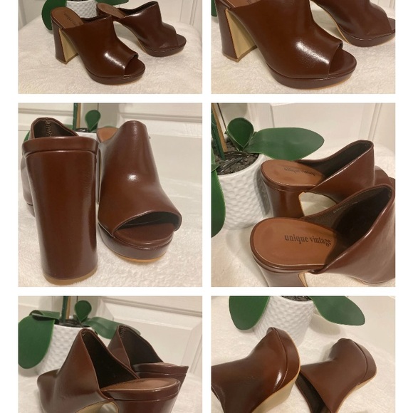 Unique Vintage Brown Beautiful Mules size 7 - Picture 9 of 9